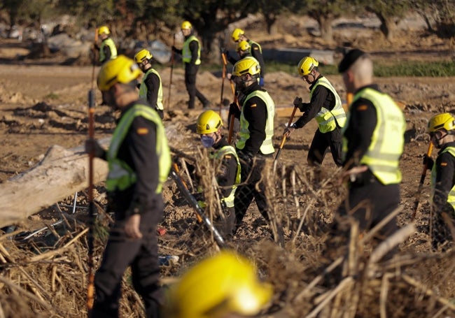 Un grupo de guardias civiles realiza una batida en Quart de Poblet para buscar el cuerpo de Elizabeth.