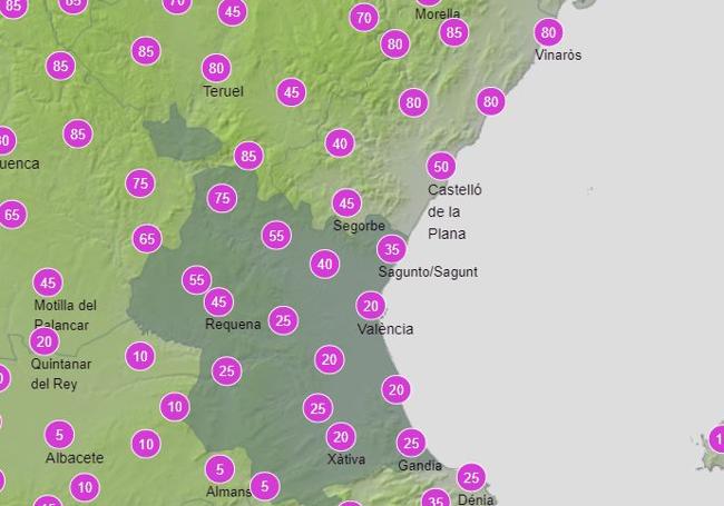 Probabilidad de lluvias el domingo.