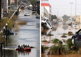 Zona de Nueva Orleans anegada por el Katrina y vista de Sedaví tras el paso de la dana.