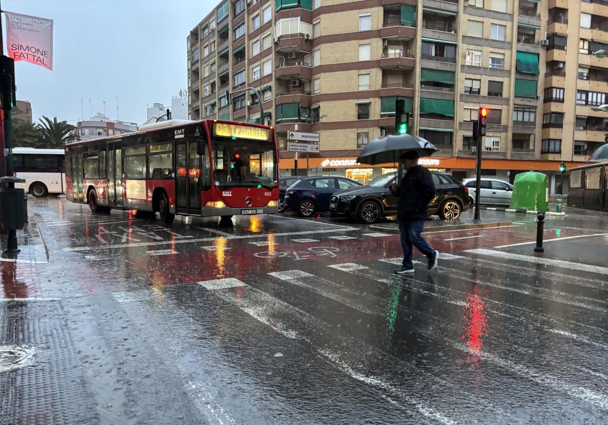 Día de lluvia en la ciudad de Valencia.