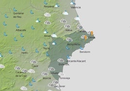 Mapa previsto para la tarde-noche del sábado.