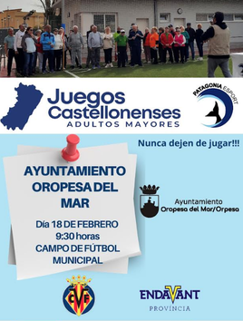 Oropesa del Mar acogerá los Juegos Castellonenses para adultos mayores