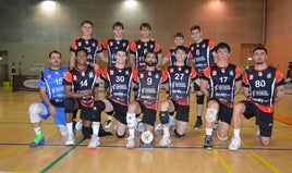 El equipo del Xàtiva Voleibol masculino que se enfrentó al Zaragoza.