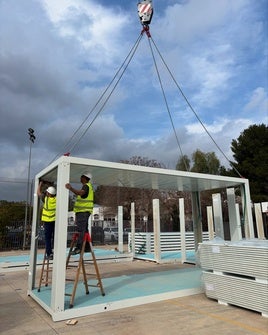 Instalación de las aulas en Alginet.