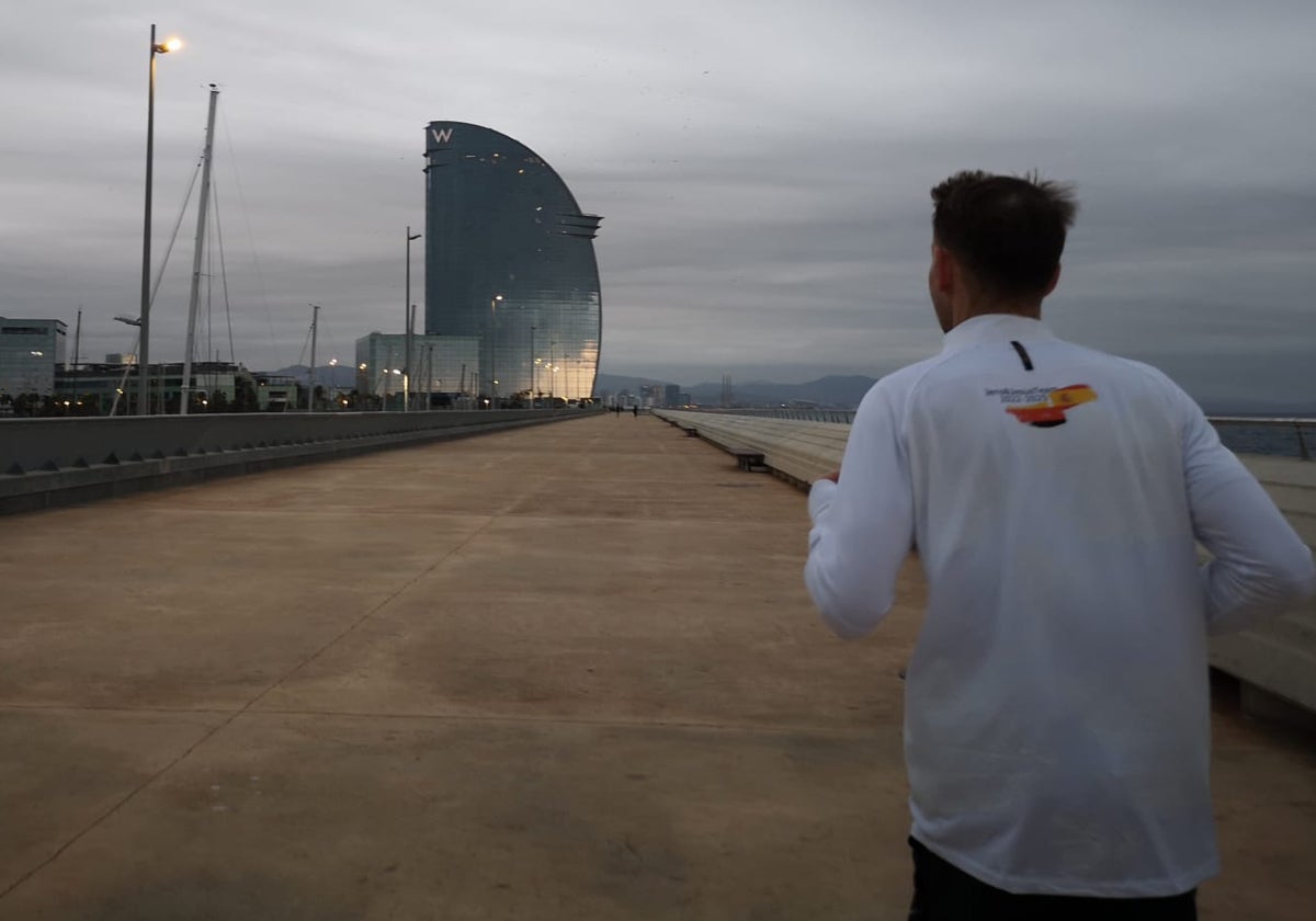 Entrenamiento en la Barceloneta.