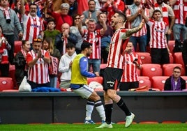 Sancet celebra su gol ante el Valladolid.