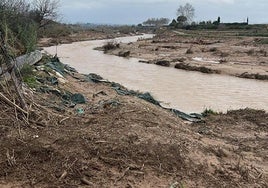 El Rio turia, a su paso por Riba-roja. este martes.