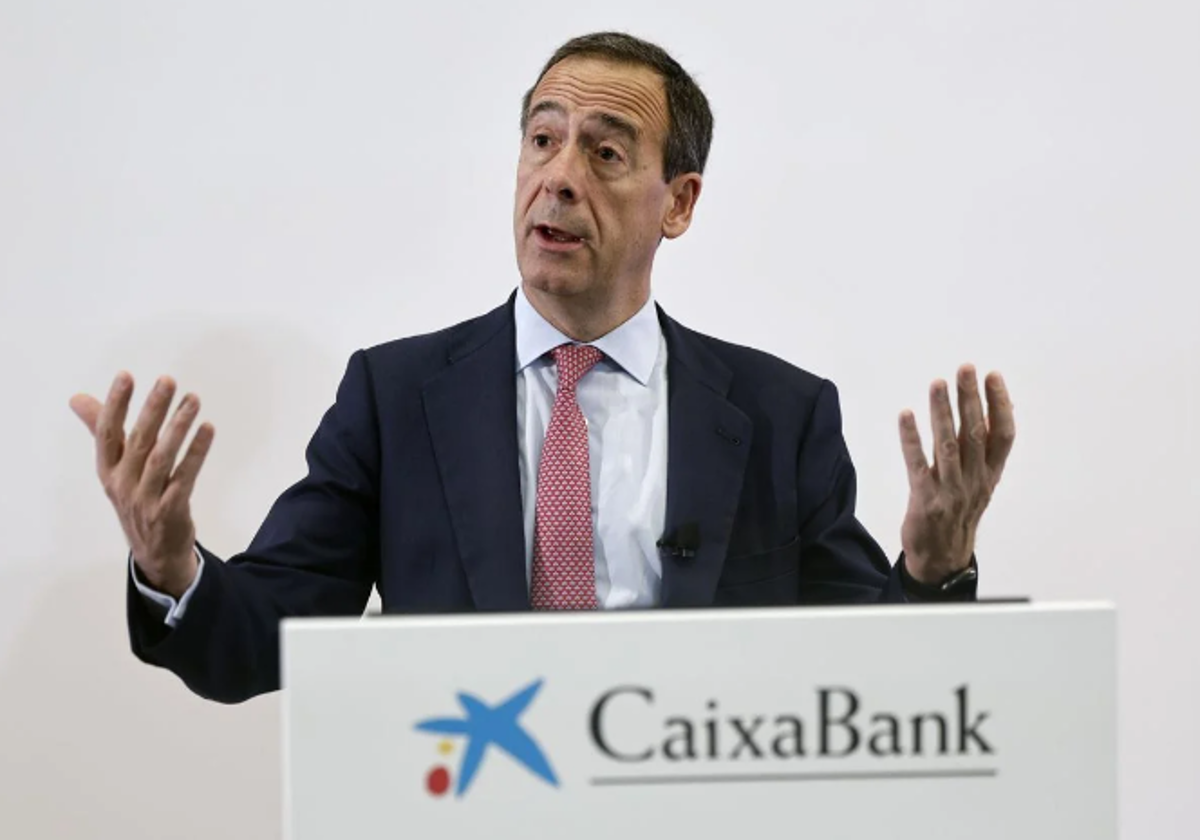 El consejero delegado de CaixaBank, Gonzalo Gortázar, durante la presentación del Plan Estratégico 2025-2027