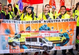 Una protesta de los conductores de ambulancias.