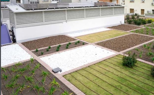 Jardín urbano en la cubierta del supermercado de Príncipe de Vergara en Madrid.