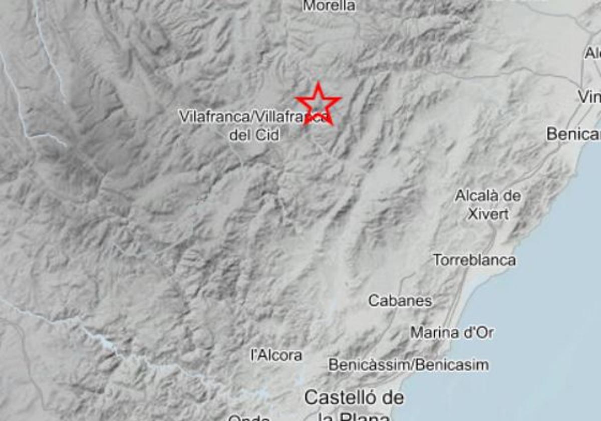 Localización del terremoto registrado por el Instituto Geográfico Nacional.