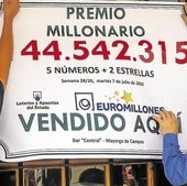 Dos afortunados ganadores de un premio de lotería. Imagen de archivo.