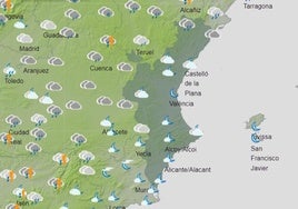 Mapa previsto para el domingo.