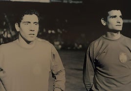 Clamarunt y Vidagany, en la previa del partido contra Suiza en 1969 donde se produjo una avería del alumbrado