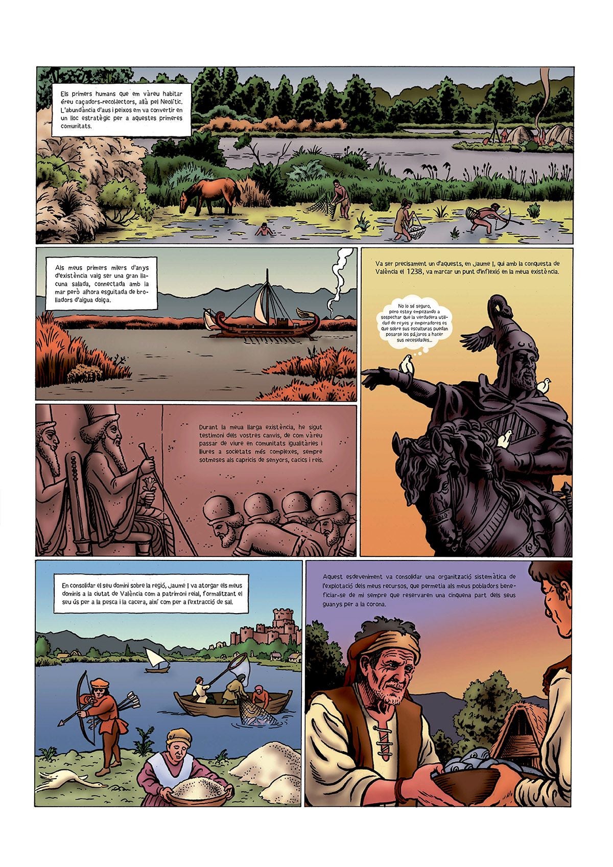 El rey Jaume I, Franco y Carlos Mazón desfilan en un cómic sobre la Albufera
