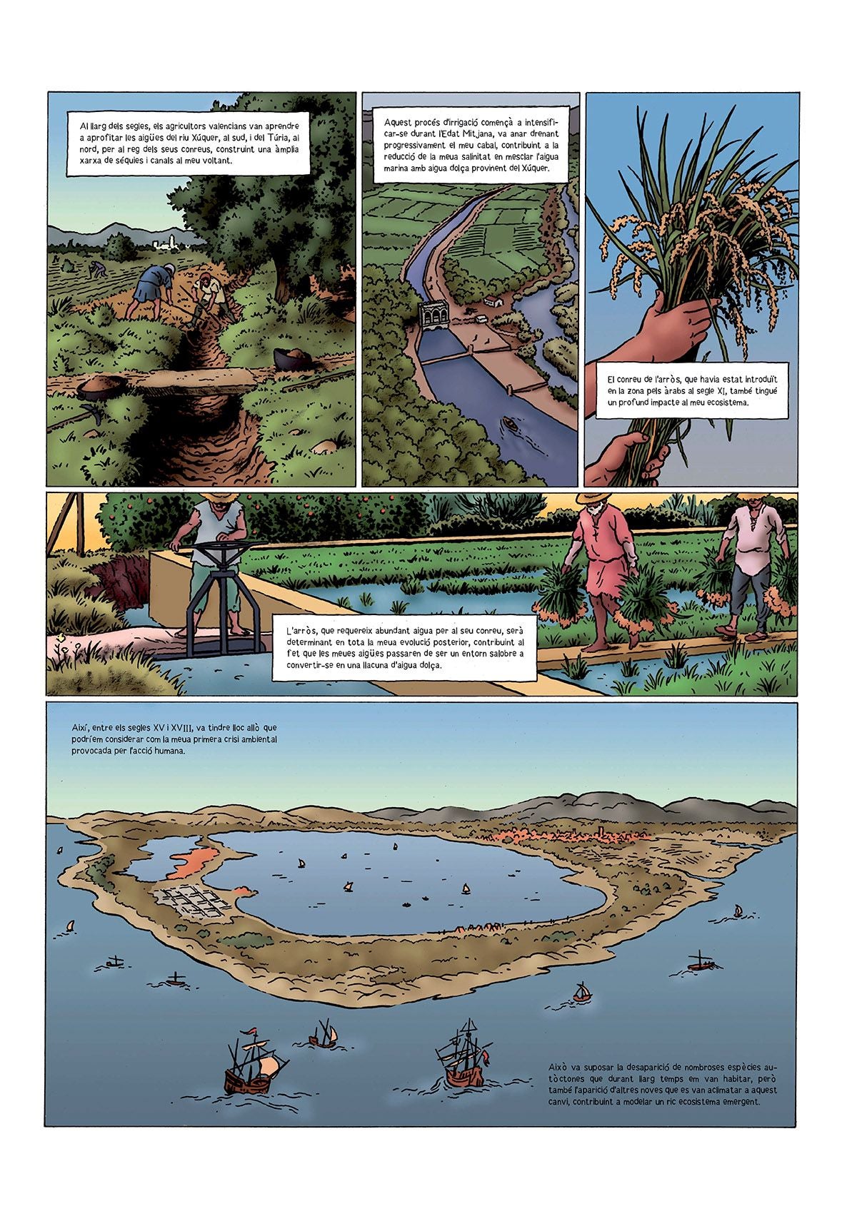 El rey Jaume I, Franco y Carlos Mazón desfilan en un cómic sobre la Albufera