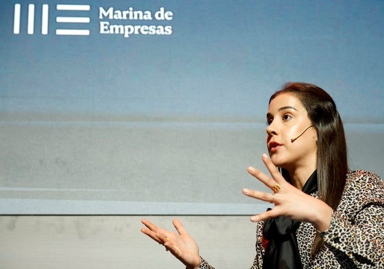 La deportista Carolina Marín, en un momento de su charla en la primera edición de FOMOFest, este sábado.