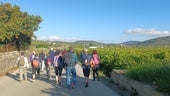 Senderistas participantes en la marcha por la zona donde se ubiaría la planta fotovoltaica.