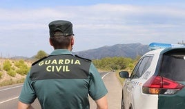 Un agente de la Guardia Civil junto a un vehículo en una carretera en una imagen de archivo