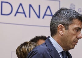 El presidente Carlos Mazón en el acto de nuevas ayudas por la dana.