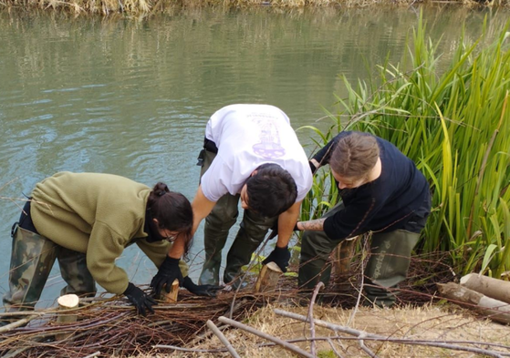 Trabajadores en el cauce del río Júcar.