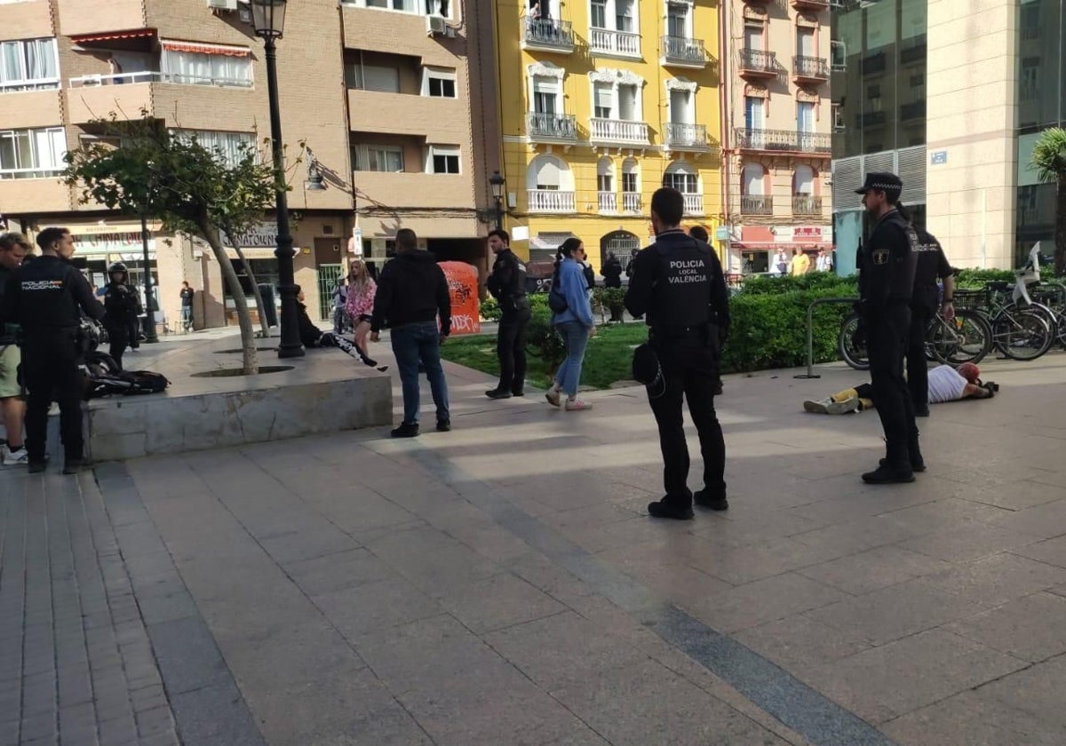 Una mujer herida y un detenido tras una pelea callejera en el centro de Valencia