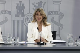 Yolanda Díaz, en el momento del anuncio.