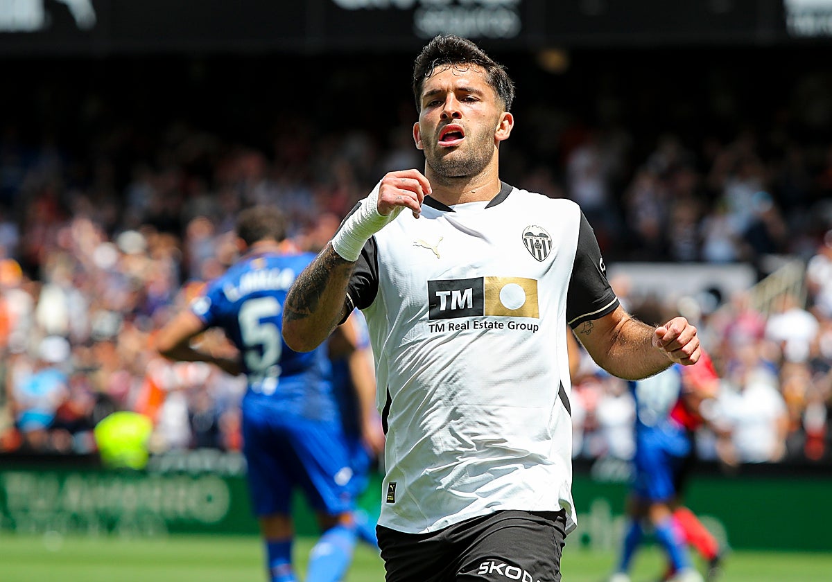 Hugo Duro durante el partido ante el Getafe.