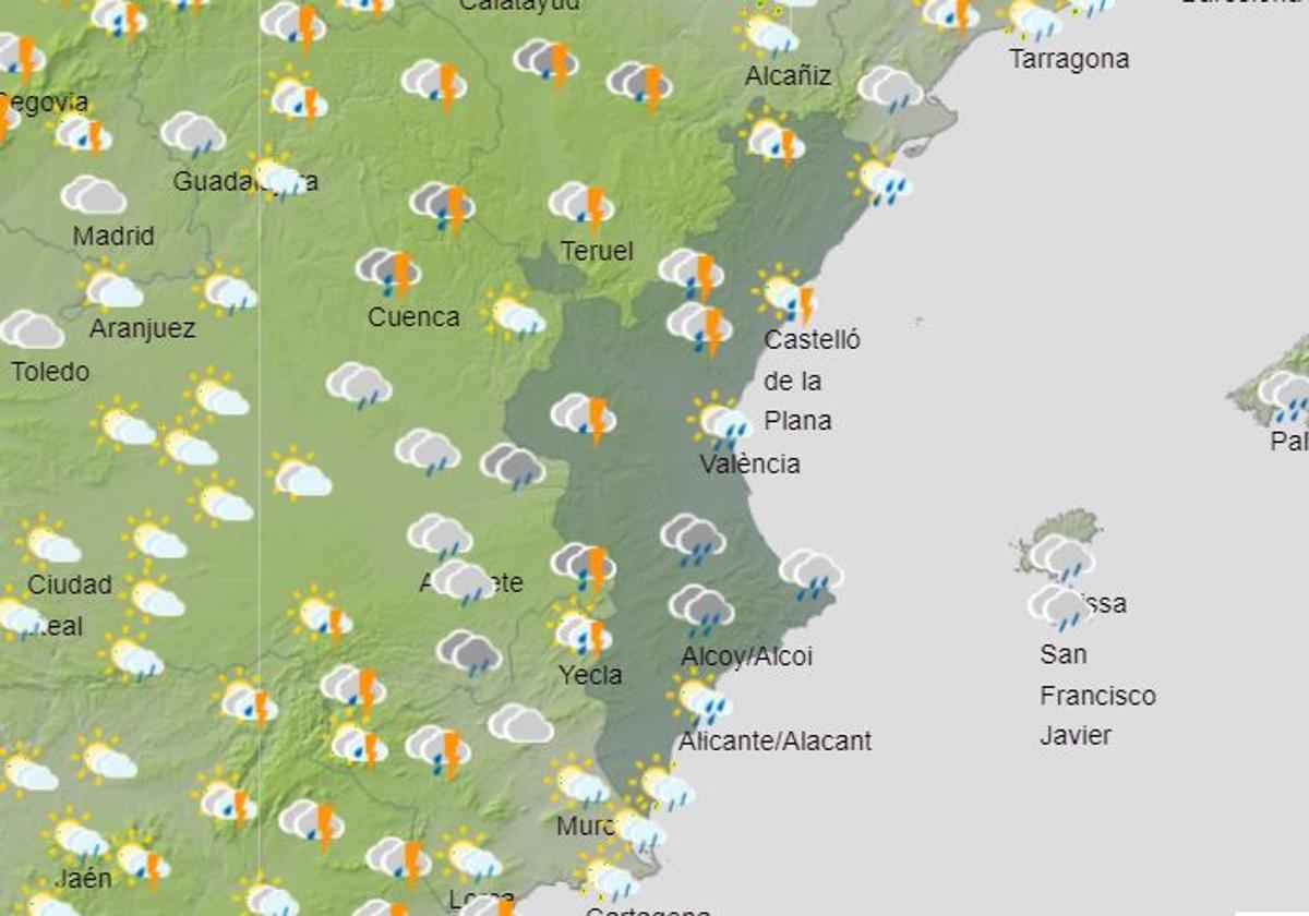 Previsión del tiempo para el miércoles.