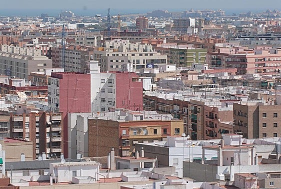 Vista aérea de un barrio de Valencia.