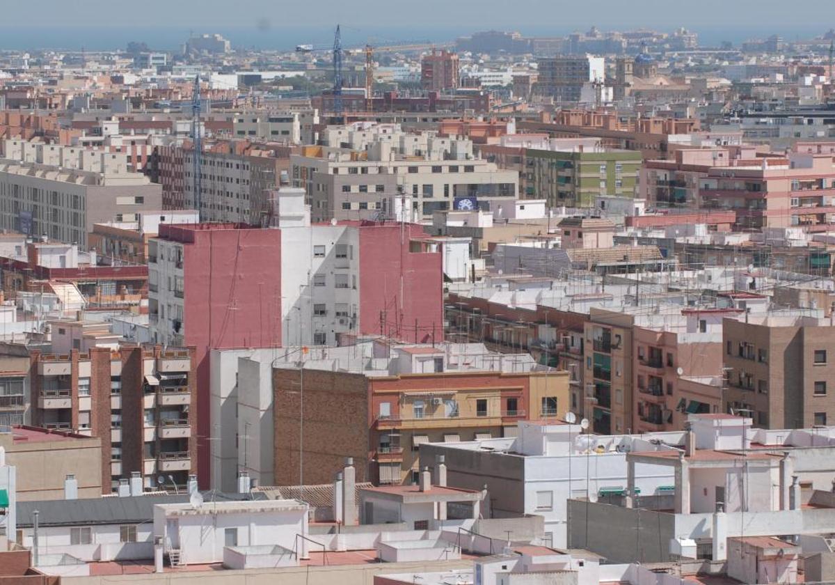 Vista aérea de un barrio de Valencia.