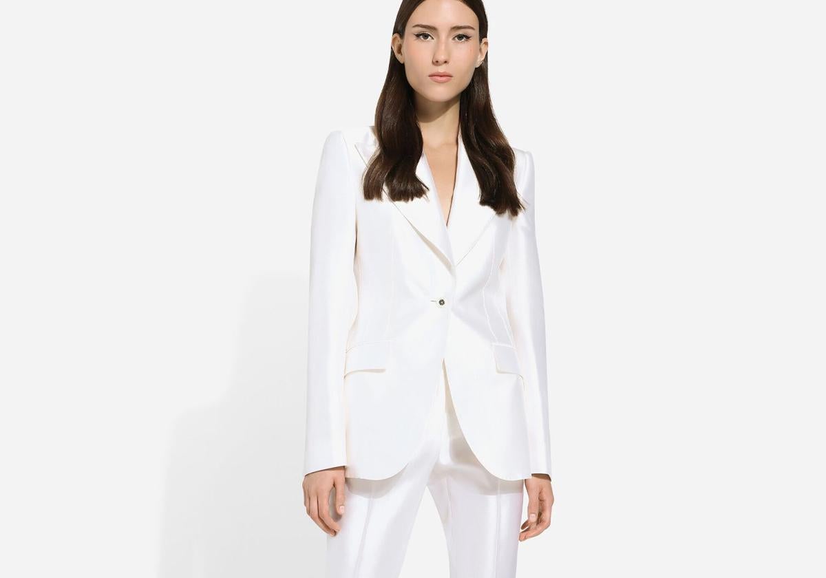 Traje blanco en seda de Dolce&Gabanna