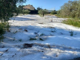 Manto de granizo en los campos del término de Riba-roja.