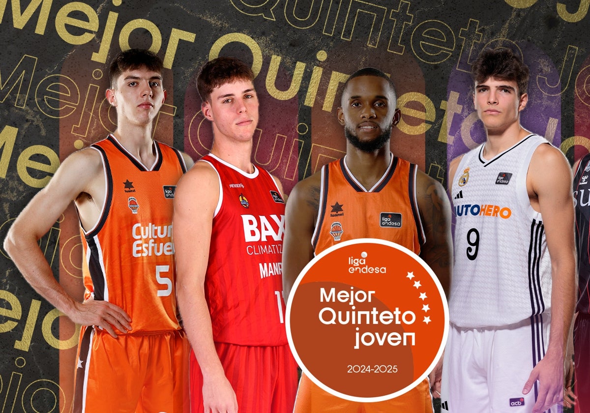 Los jugadores seleccionados para ser el mejor quinteto joven de La Liga Endesa.