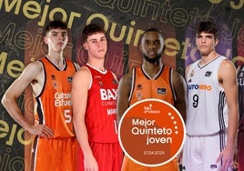 Los jugadores seleccionados para ser el mejor quinteto joven de La Liga Endesa.