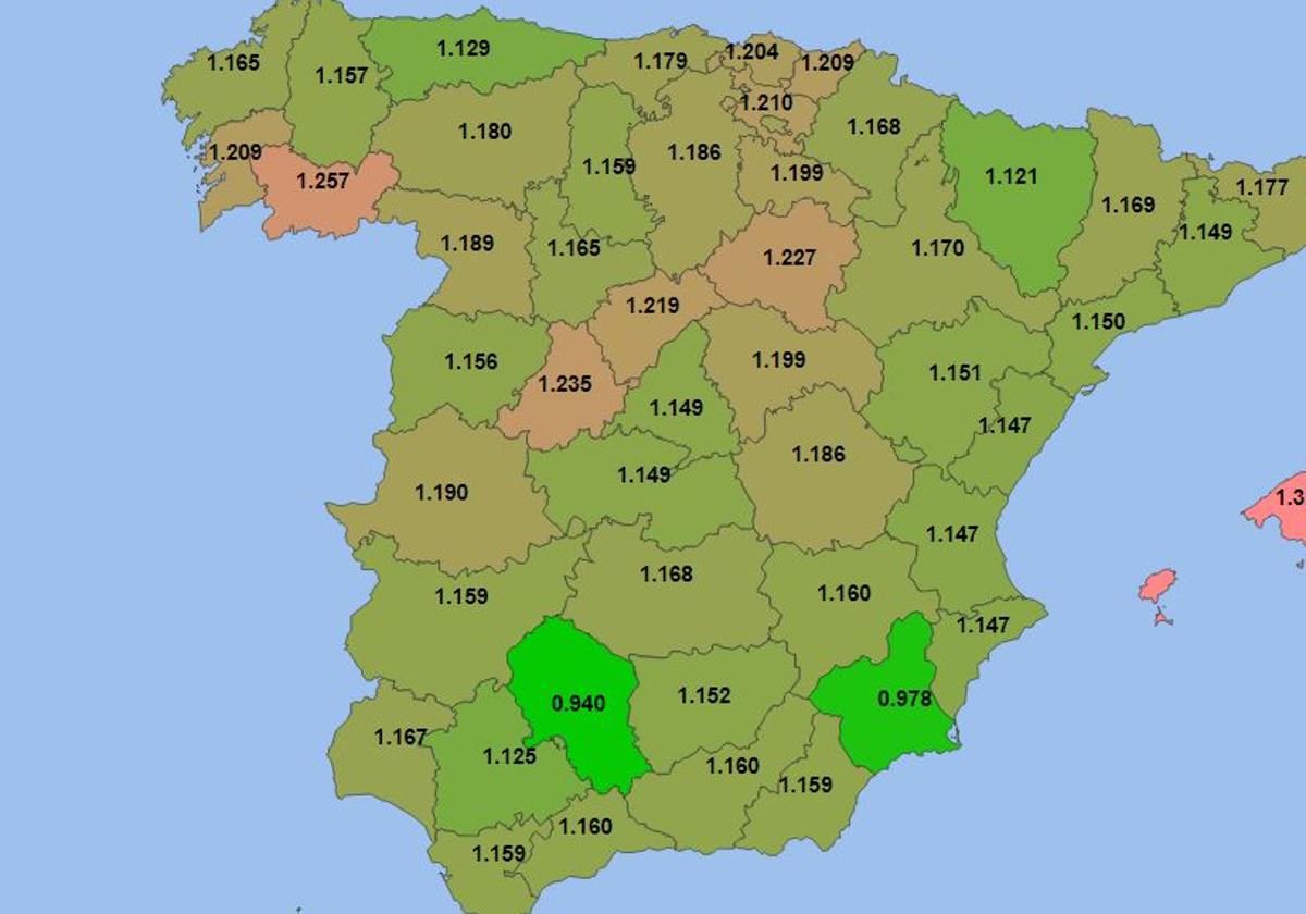 Precio mínimos del gasóleo en España.