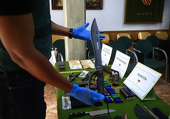 Las armas intervenidas por la Guardia Civil en Alfafar.