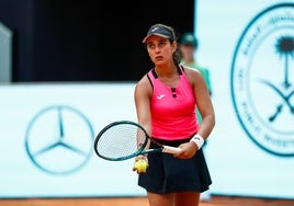 Leyre Romero durante el Mutua Madrid Open.