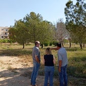 José Luis, Neus y Pedro, en la zona donde la entidad vecinal reclama un talud.