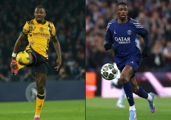 Marcus Thuram, delantero del Inter, y Ousmane Dembélé, extremo del PSG.