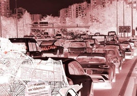 Atasco en la avenida del Cid en una imagen de archivo.
