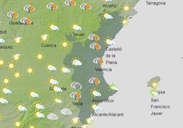Mapa previsto para la tarde de este martes.