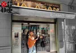 Hyun Lee, delante de la entrada del restaurante Jalasan.