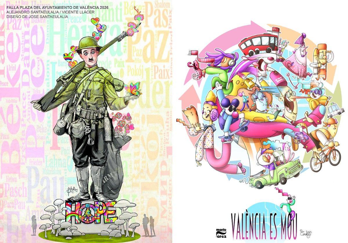 Así son las fallas municipales de 2026: Chaplin y la 'movida' de Valencia
