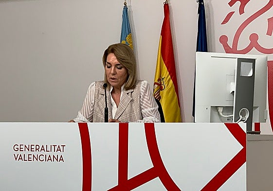 La vicepresidenta Camarero, durante una comparecencia tras un pleno del Consell.