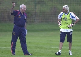 Cañizares y Aragonés, en un entrenamiento.