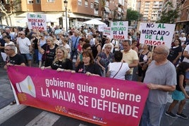 Manifestación de este jueves en la Malvarrosa.