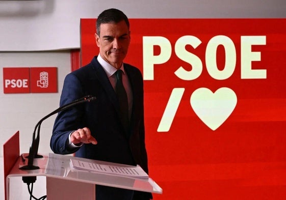 Pedro Sánchez, este lunes en la sede del PSOE.