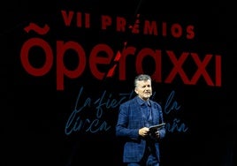 Un momento de la gala en Les Arts con Ramon Gener.