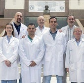 Grupo de investigación en Electrofisiología Cardíaca experimental, con M. Zarzoso, en el centro, i F.J. Chorro, segundo por la derecha.